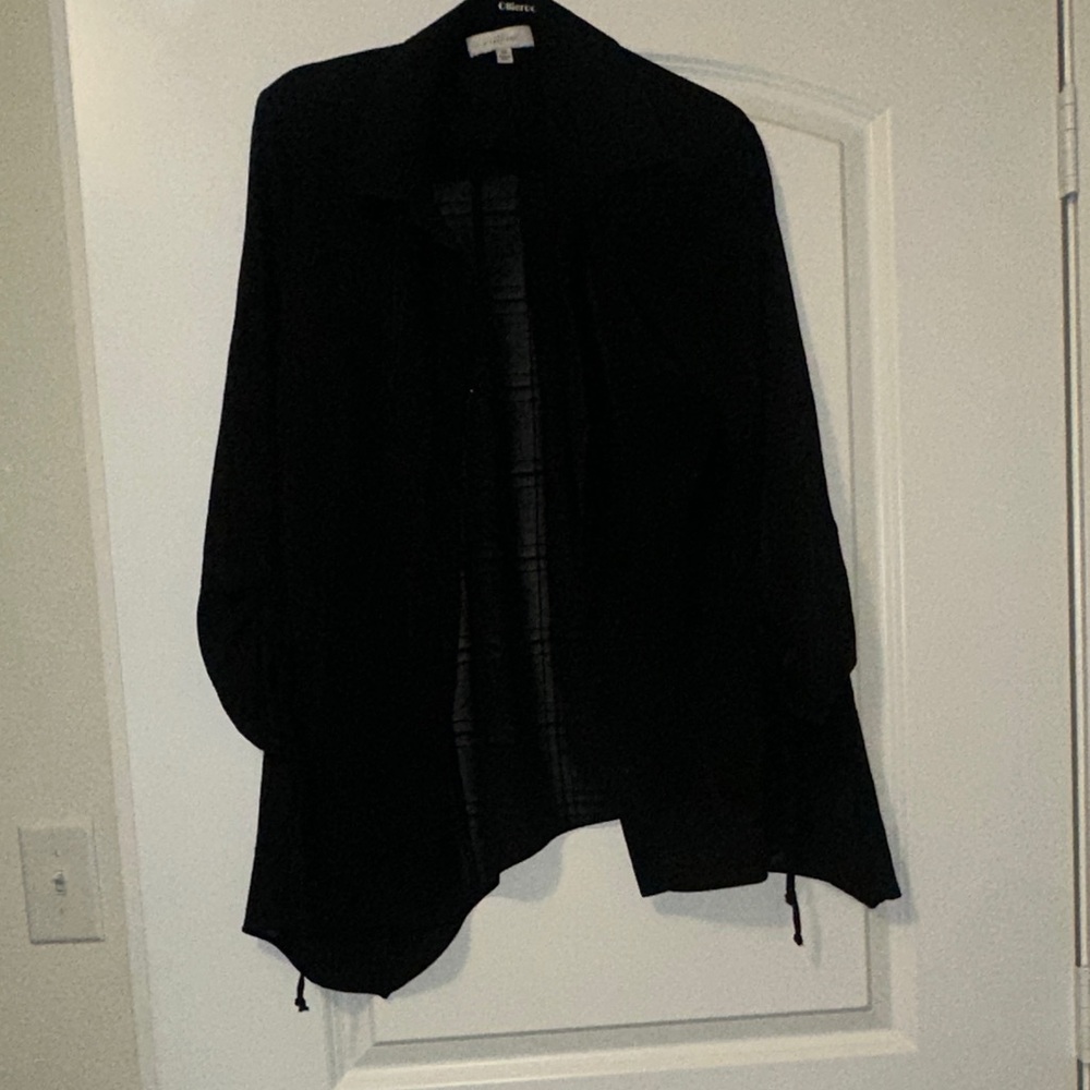 New Directions Black Checkered Button Down Shirt